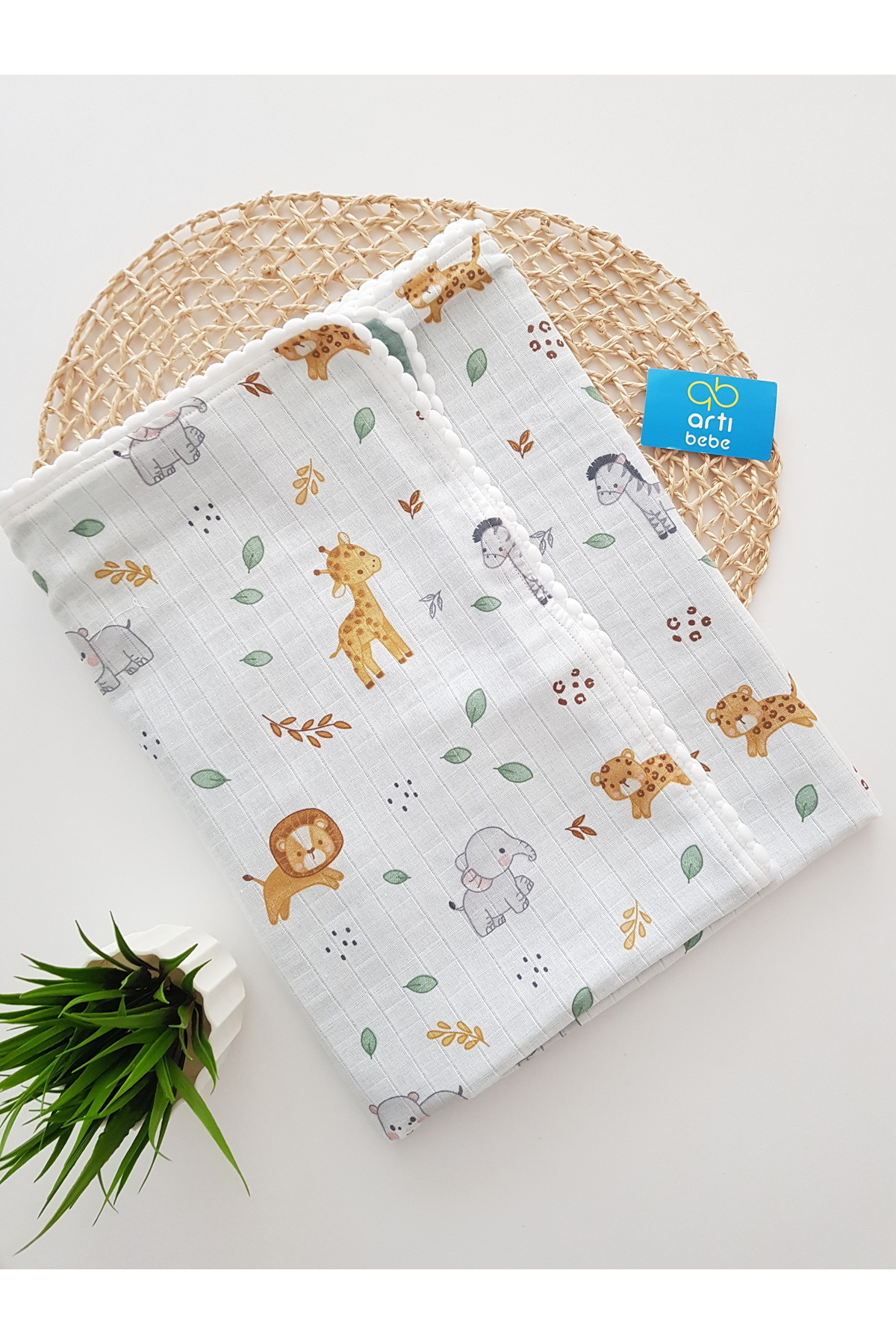 artıbebe Safari Çift Katlı Müslin Örtü Battaniye | %100 Pamuk Müslin Bez | Bebek Kundak, Emzirme Örtüsü fotoğrafı 4 (önizleme)
