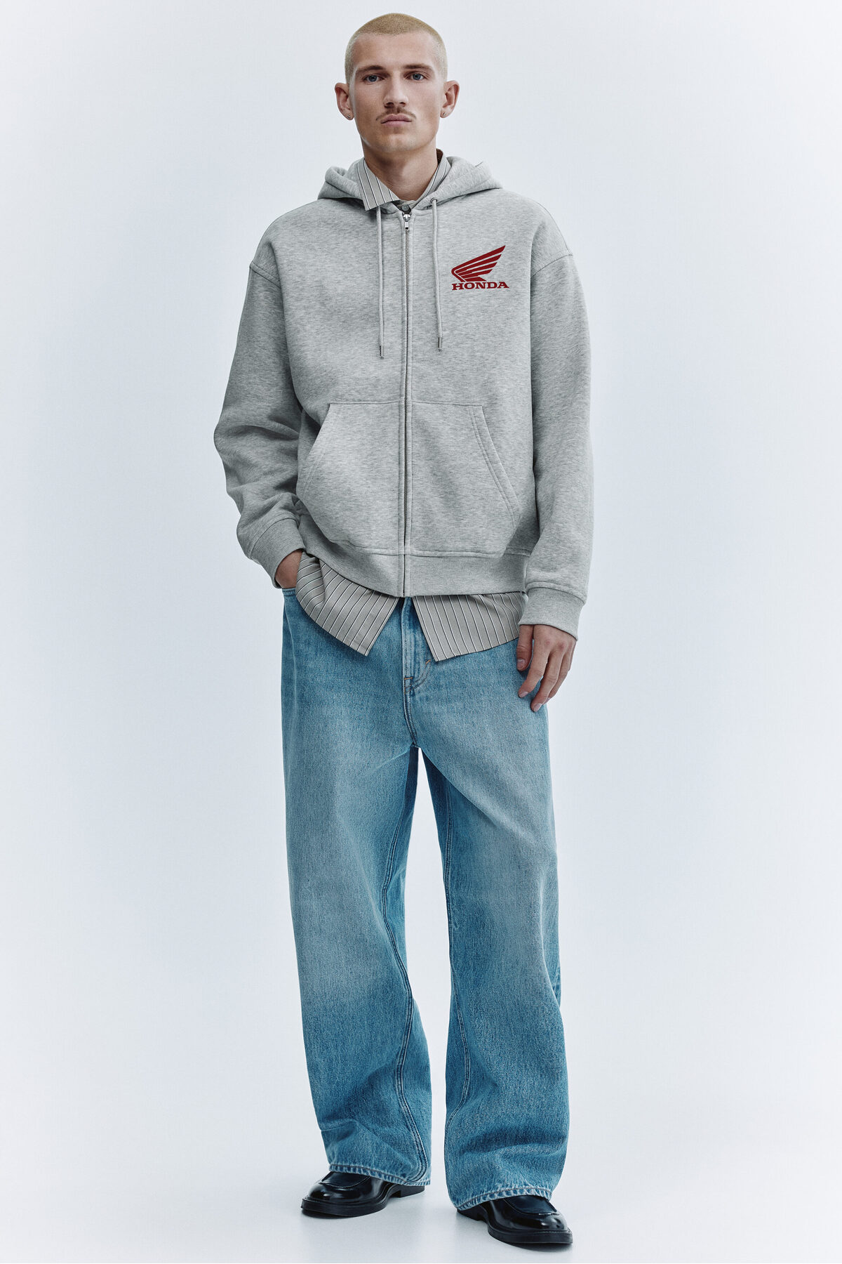 تاپ گشاد طرح‌دار کلاه‌دار زیپ‌دار اچ اند ام سویشرت H&M