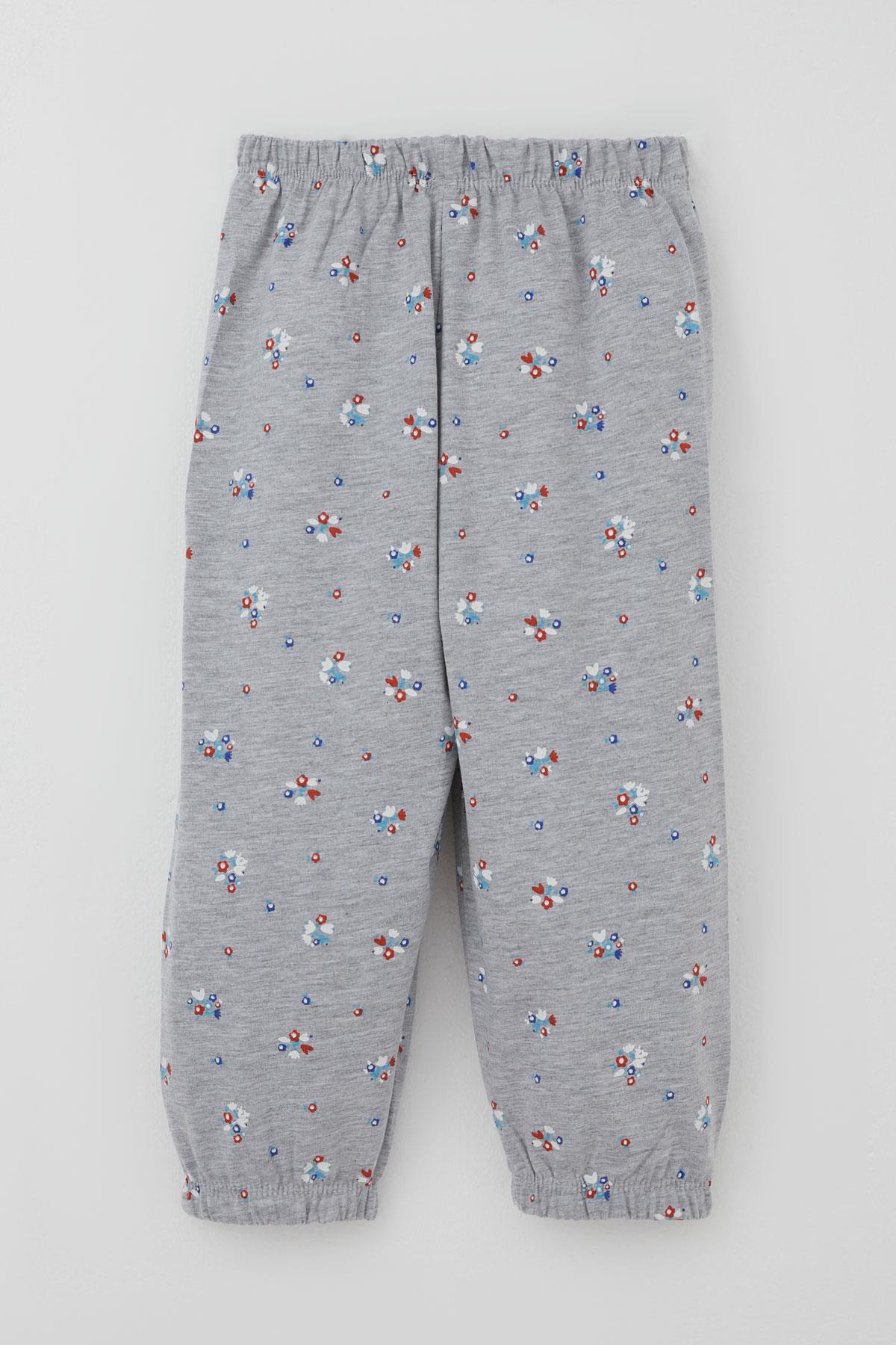 Breeze Kız Bebek Pijama Takımı Renkli Çiçek Desenli 9 Ay-3 Yaş, Gri Melanj fotoğrafı 5 (önizleme)