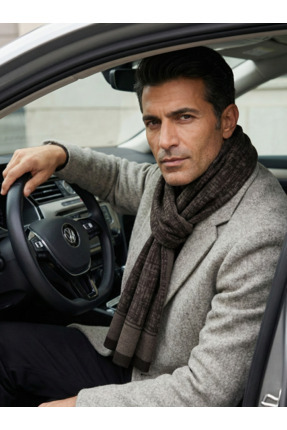 Ege Fular Şal Erkek Atkı Kahve Kaşmir Dokulu Jakar Desenli Yumuşak Kışlık Atk...