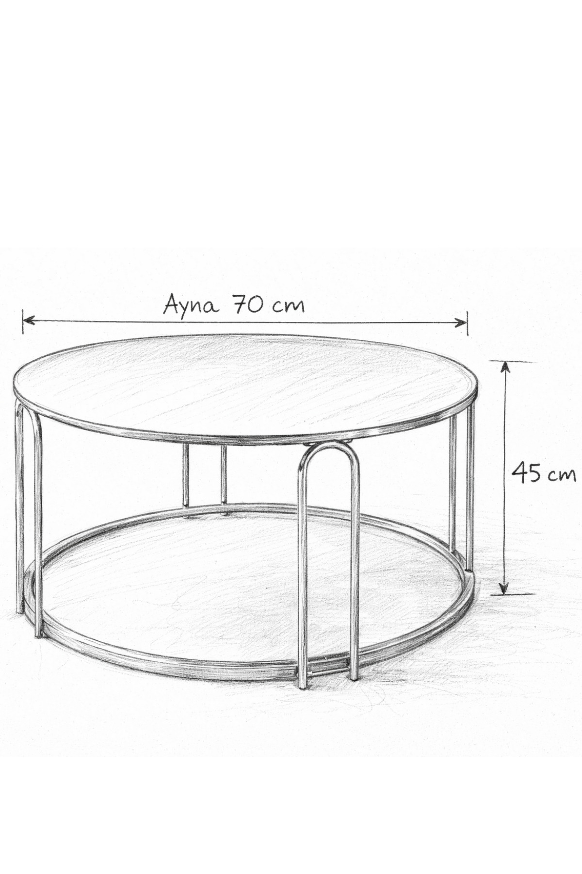 4 Lü Füme Ayna Gümüş Metal Ayaklı Ayna LENKA Model Sehpa Takımı (ZİGON VE ORTA)