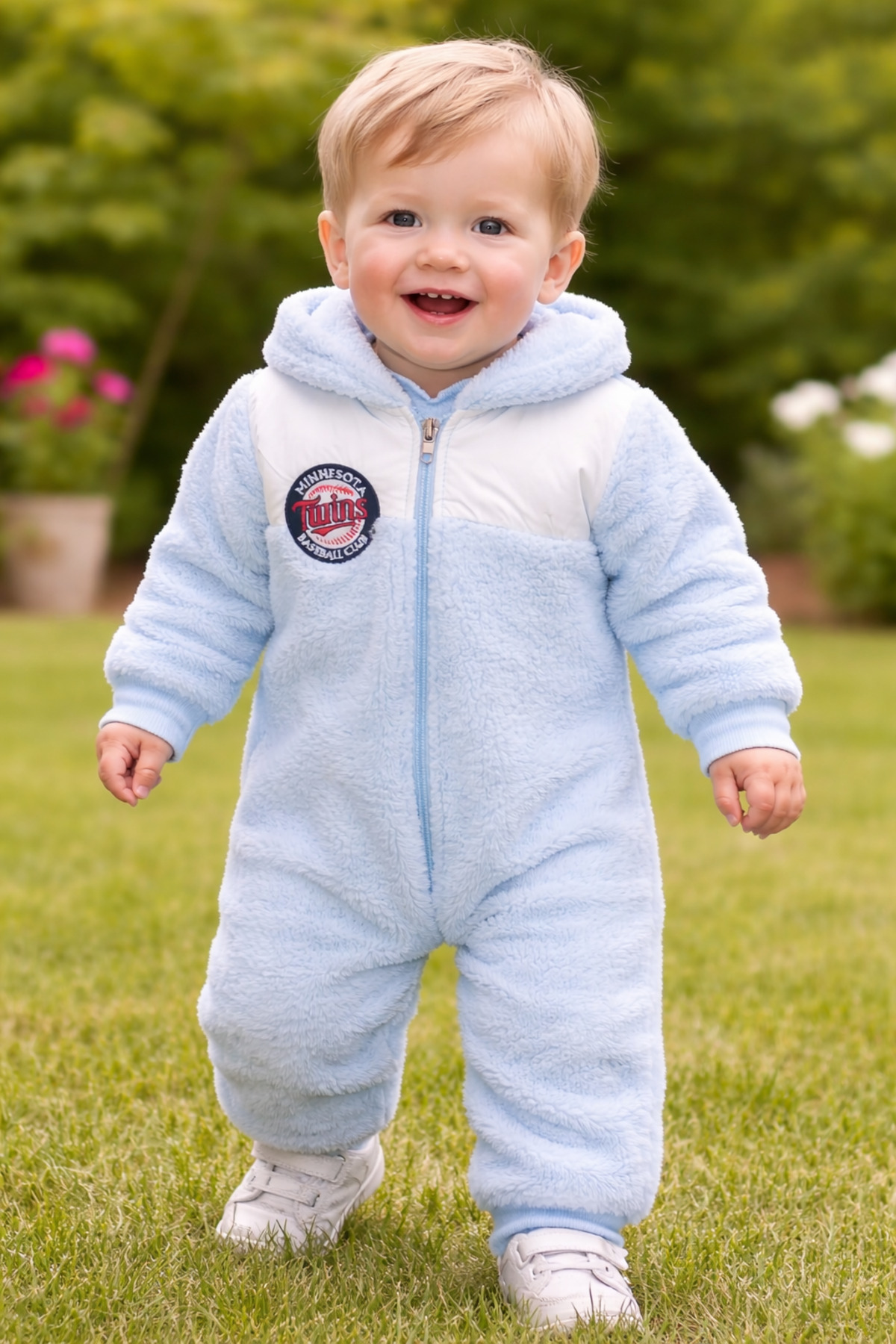 Chicsy Baby Bebek Peluş Tulum | Kapüşonlu Fermuarlı Kışlık Bebek Astronot Tulum fotoğrafı 3 (önizleme)