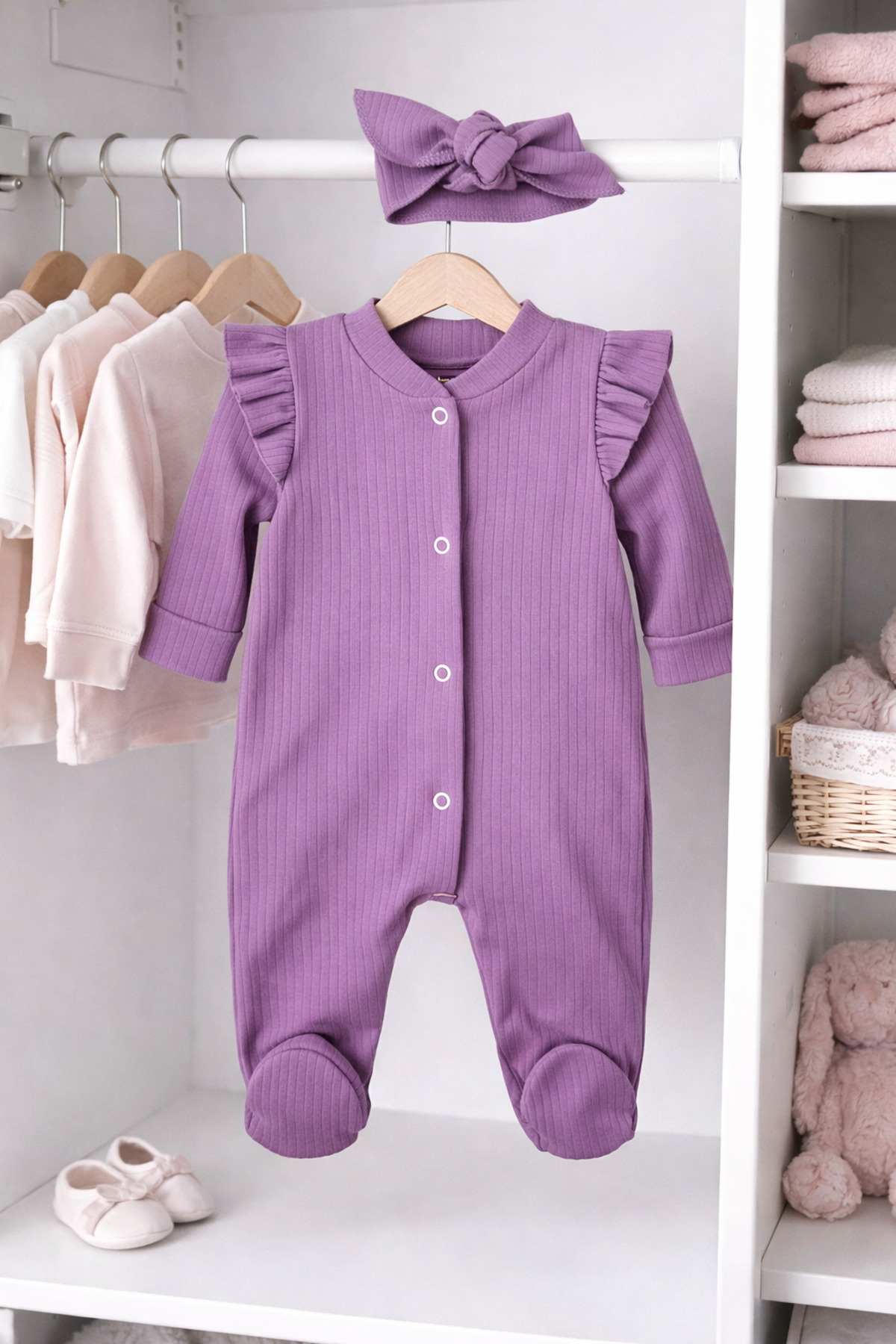 OMY 3-6-9 AY BANDANALI OMZU FIRFIRLI RENKLİ TULUM TAKIM 2'Lİ SET BEBEK&ÇOCUK TAKIM fotoğrafı 4 (önizleme)