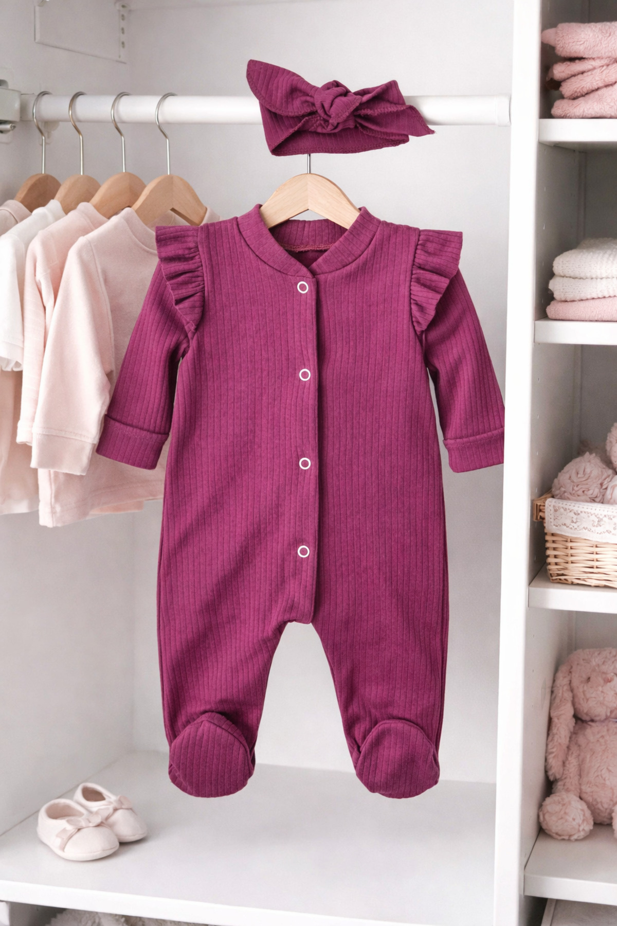 OMY 3-6-9 AY BANDANALI OMZU FIRFIRLI RENKLİ TULUM TAKIM 2'Lİ SET BEBEK&ÇOCUK TAKIM fotoğrafı 4 (önizleme)