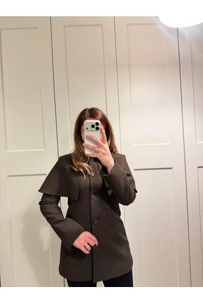 KASSEL Pelerin Detaylı Ceket Kahverengi