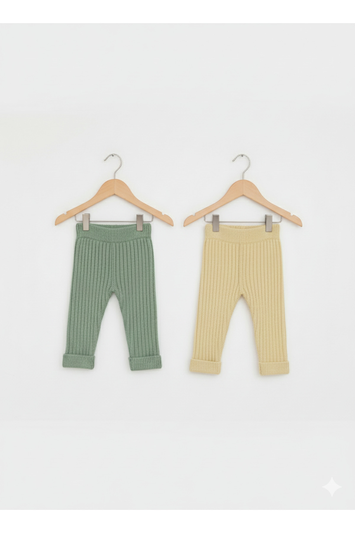 Nimini Kids Esnek, Yumuşak, Beli Lastikli, Paça Detaylı Kalın Triko Unisex Bebek Çocuk Tayt 2li Set (0-3 yaş) fotoğrafı 4 (önizleme)