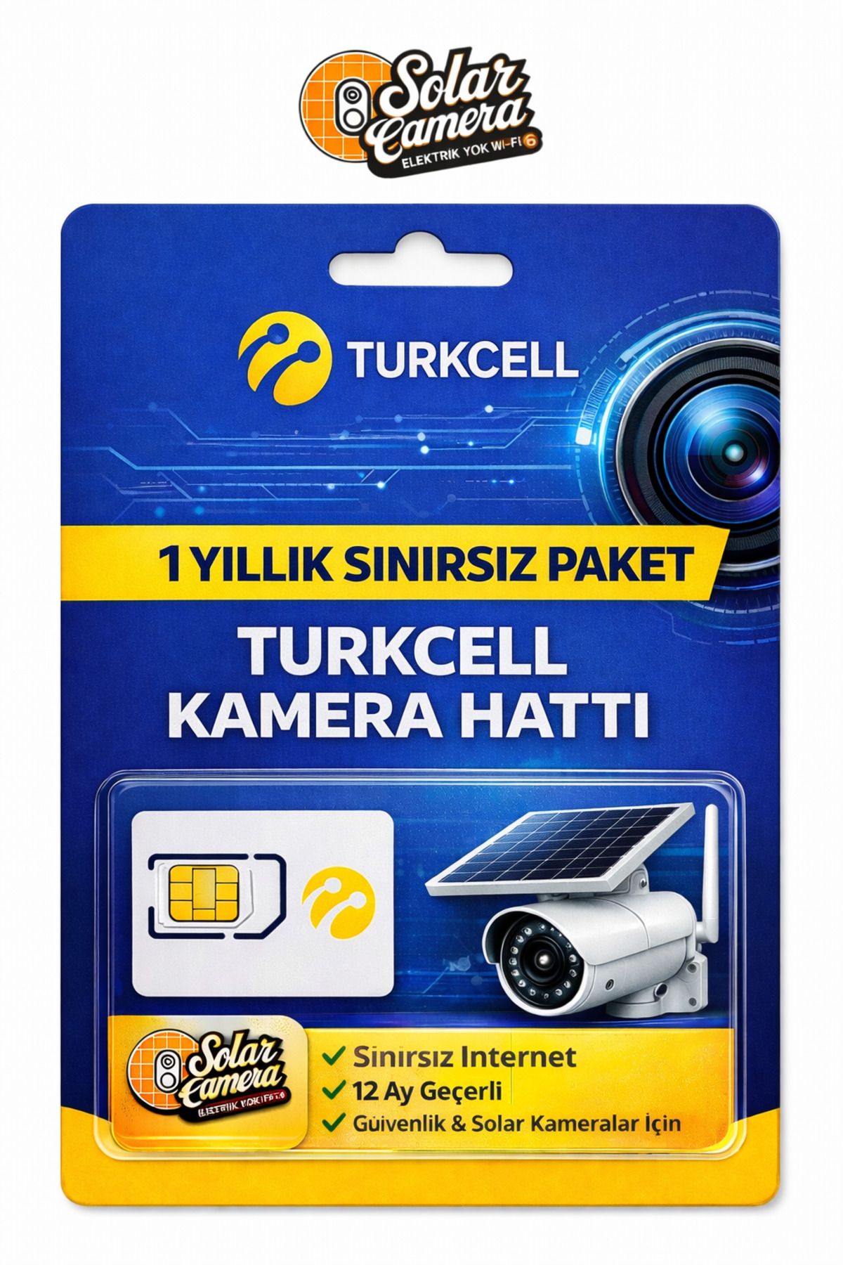 Turkcell Solar Kamera Hattı 1 Yıl Aylık 5GB Yıllık 60GB Hazır Hat