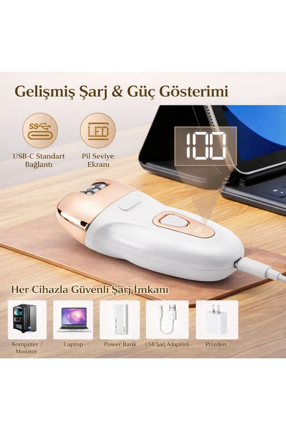 MS-6300 3'ü 1 Arada Profesyonel Epilatör ve Cilt Bakım Seti - Şarjlı & LED Göstergeli — تصویر 2 از 7