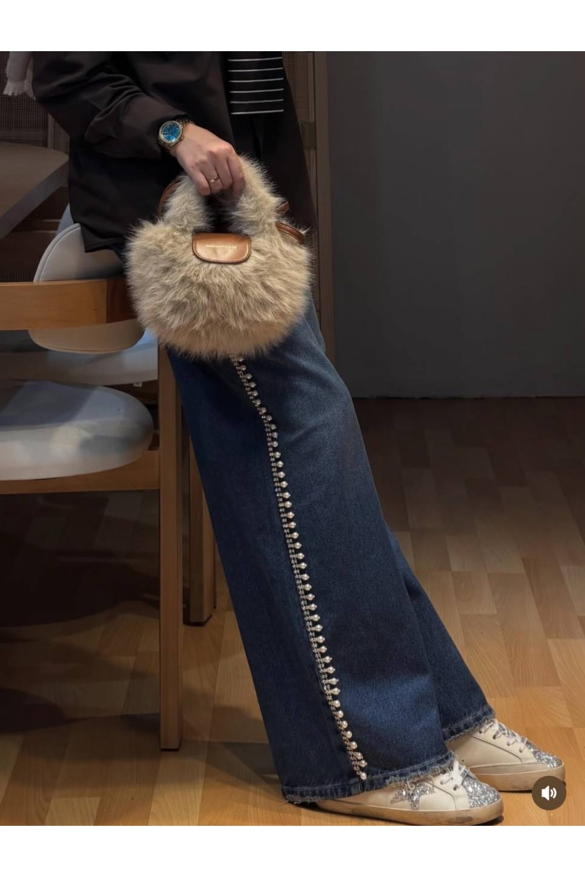 Kedi Fashion  Tasarım model incili kot pantolon - Görsel 3