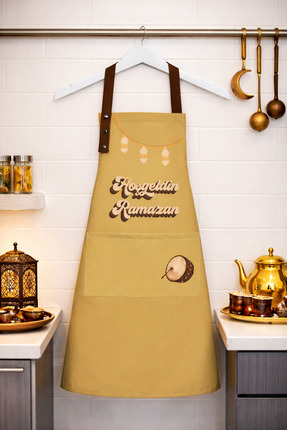 Hulganz Ramazan Temalı Mutfak Önlüğü Leke Tutmaz Su itici Kumaş Boyun Askılı ...