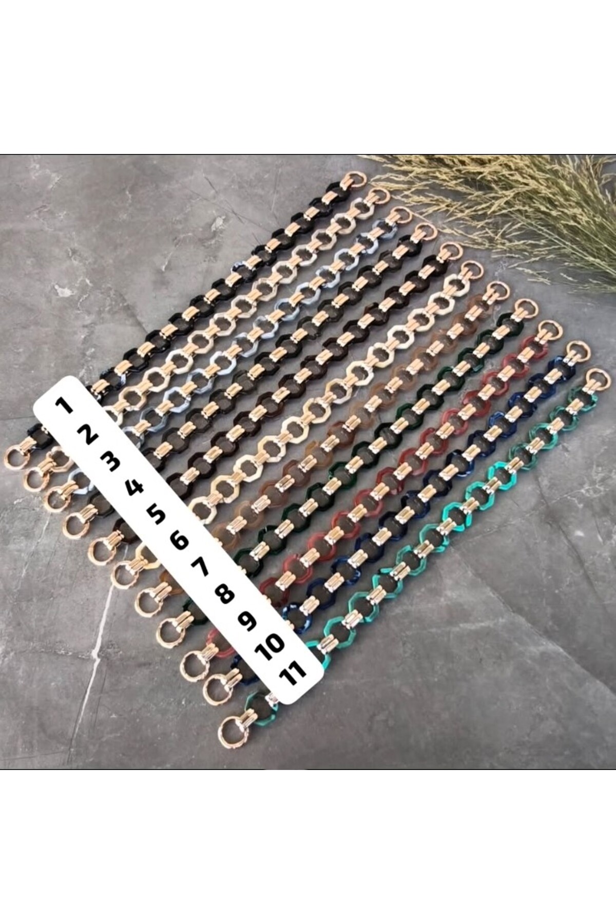 Ritzz Akrilik Beşgen Zincir Çanta Sapı 45 CM (Adet) - Siyah Beyaz