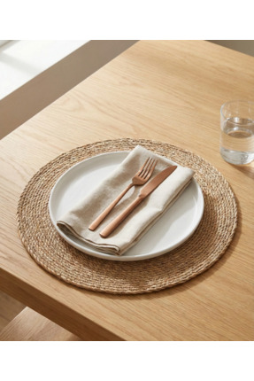 Formare Hasır Jüt Görünümlü Yuvarlak Supla – Dekoratif Amerikan Servis Sunum ...