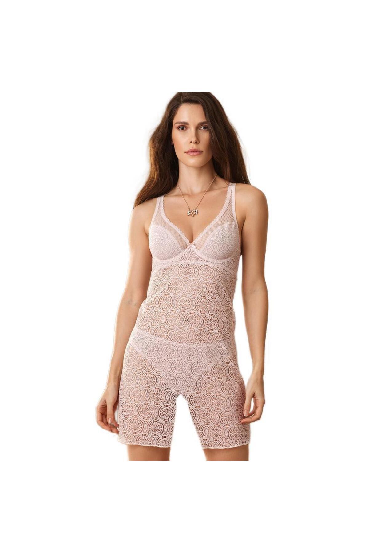 NEFİN STORE P.Cardin Kadın Pudra Nan Balenli Gecelik Takımı