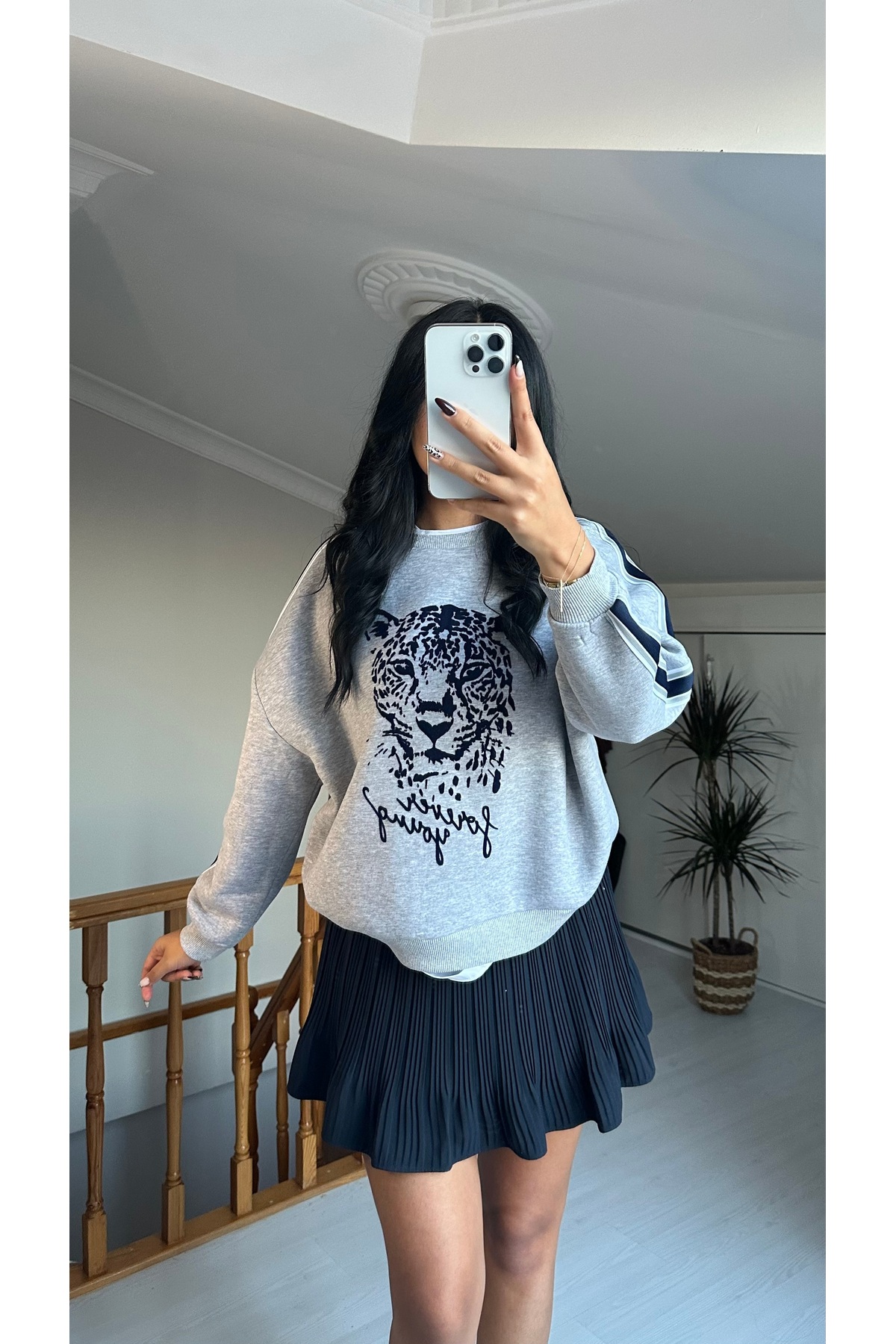 Dber  KAPLAN BASKILI ŞARDONLU SWEATSHIRT - Görsel 4