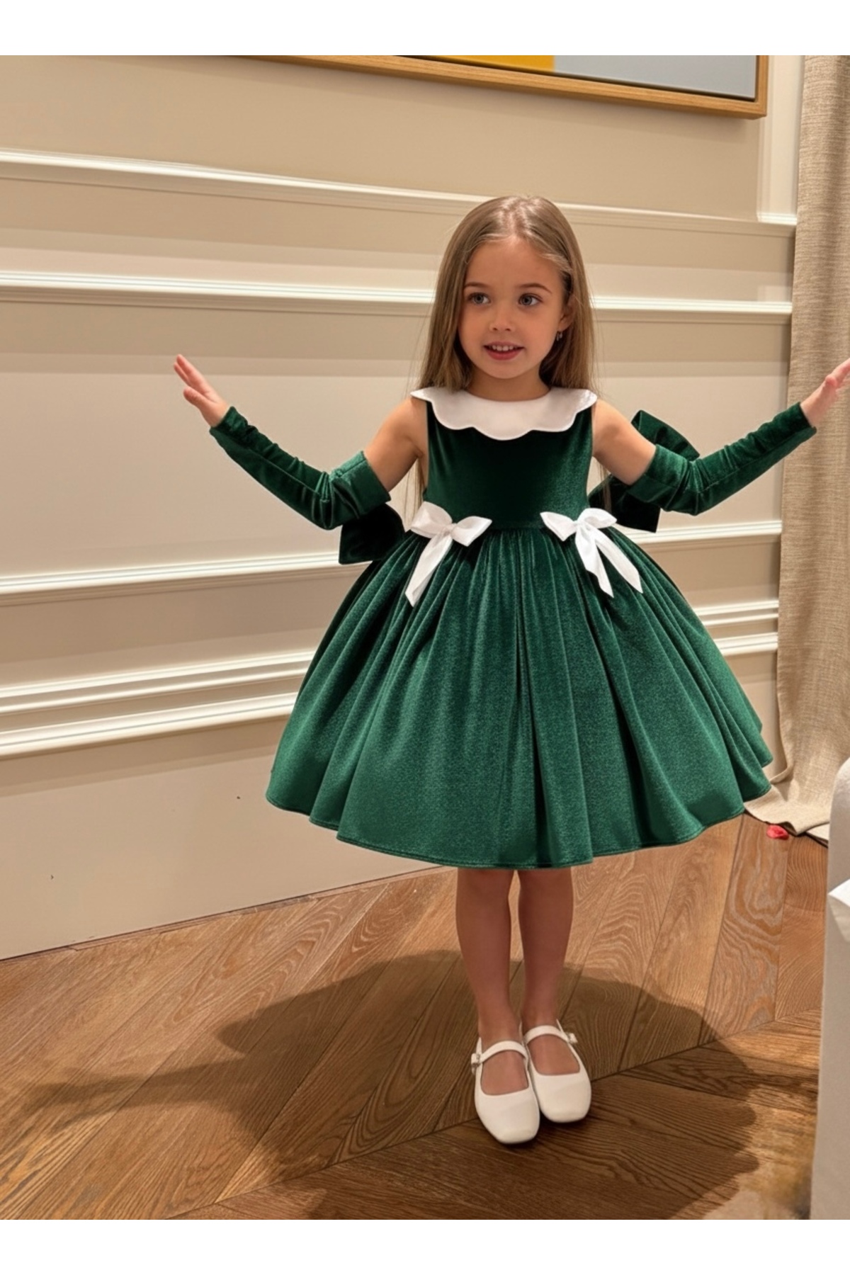 Asel Kids KIZ ÇOCUK KADİFE ELBİSE ÖZEL GÜN RAHAT ELBİSE