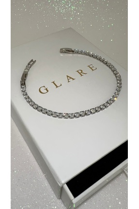 GLARE JEWELRY CO 2mm Gümüş Pırlanta Montür Suyolu Çelik Bileklik 15+3cm