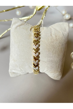 VOREA Jewelry Kadın pirinç kaplama taş detaylı gold bileklik