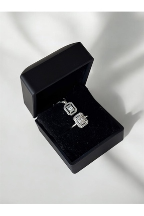 ACQUA BELLA 925 Ayar Gümüş Kaplama Baget Taşlı Kolye ve Yüzük Seti 14 Şubat S...