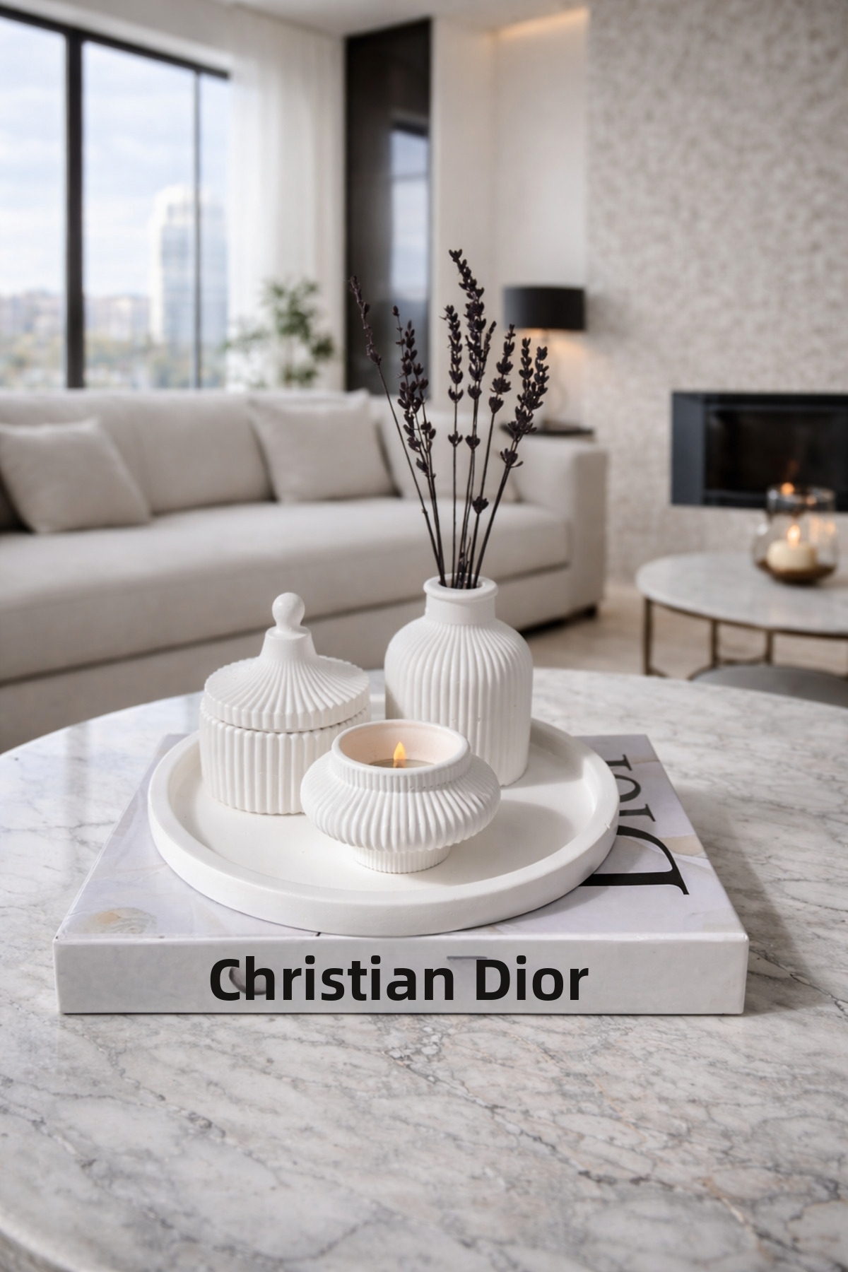 Zigzag Home Декоративен комплект от 4 части: ваза, поднос, свещник за чаени с...