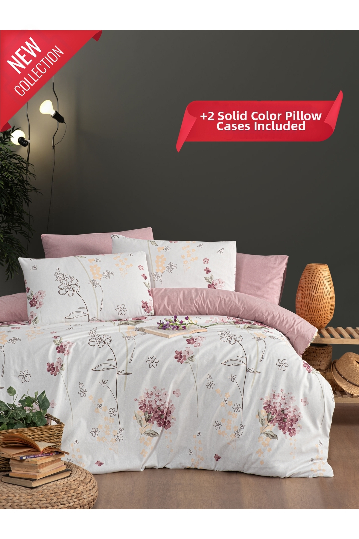 MYSTORY HOME COLLECTION Комплект двойно спално бельо Viola с 4 възглавници и ...