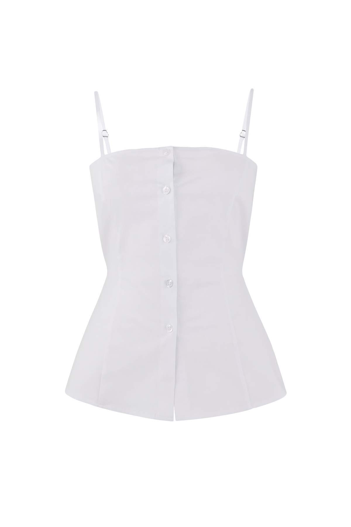 Trendyolmilla  Limited Edition Beyaz İkili Parçalı Lycralı Poplin Bedene Oturan Gömlek TWOSS26GO00064 - Görsel 3