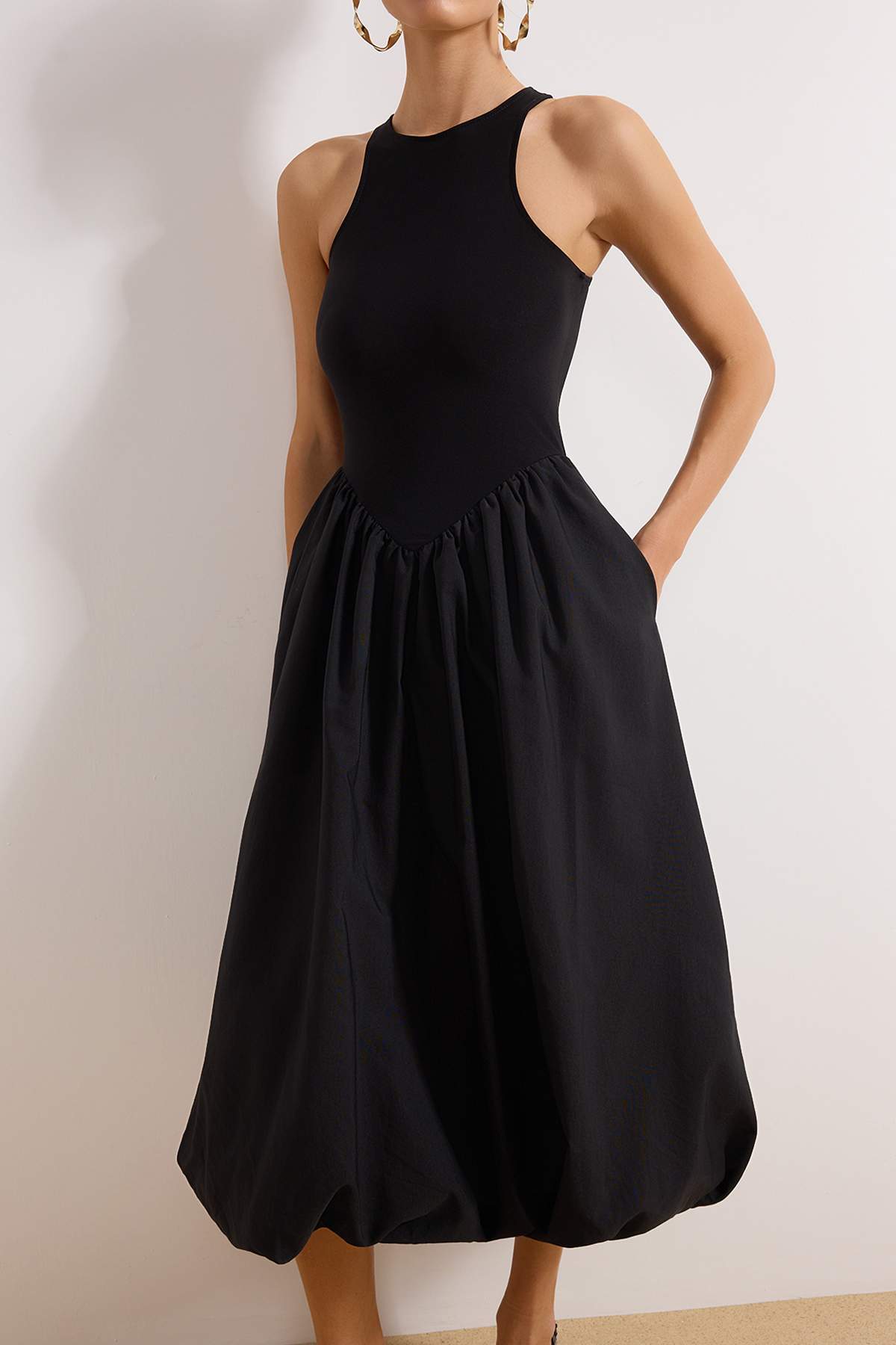 Trendyolmilla  Siyah Üst Beden Etek Kısmı Balon Poplin Abiye Gece Mezuniyet Elbisesi TPRAW25EL00016 - Görsel 3