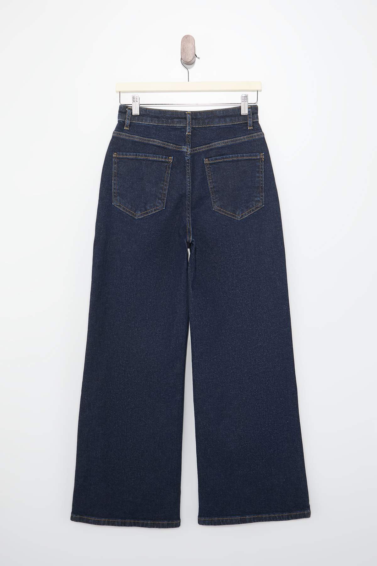 Trendyolmilla  Koyu Mavi Yüksek Bel Orta Esnek Wide Leg Geniş Paça Jeans TWOSS26JE00188 - Görsel 6