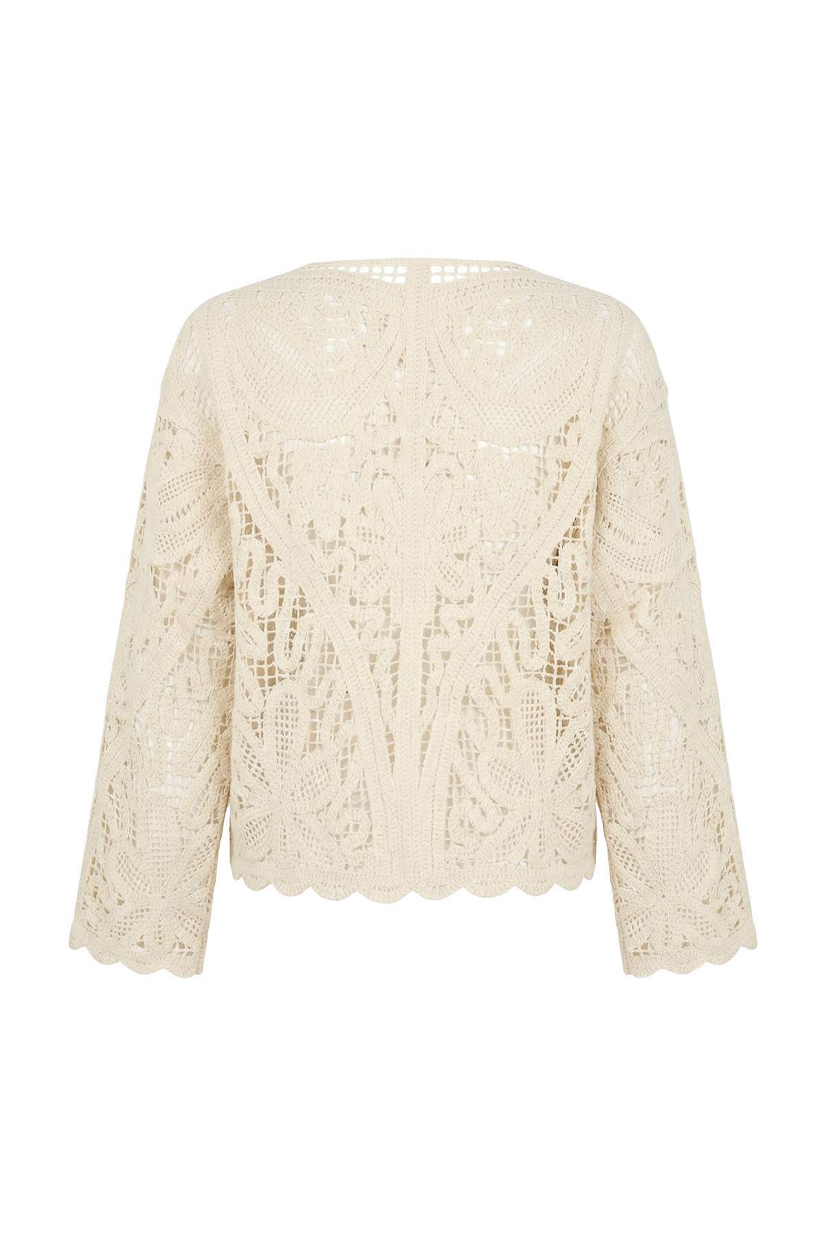 Trendyolmilla  Taş Kroşe Detaylı Bisiklet Yaka Triko Hırka TWOSS26HI00017 - Görsel 6