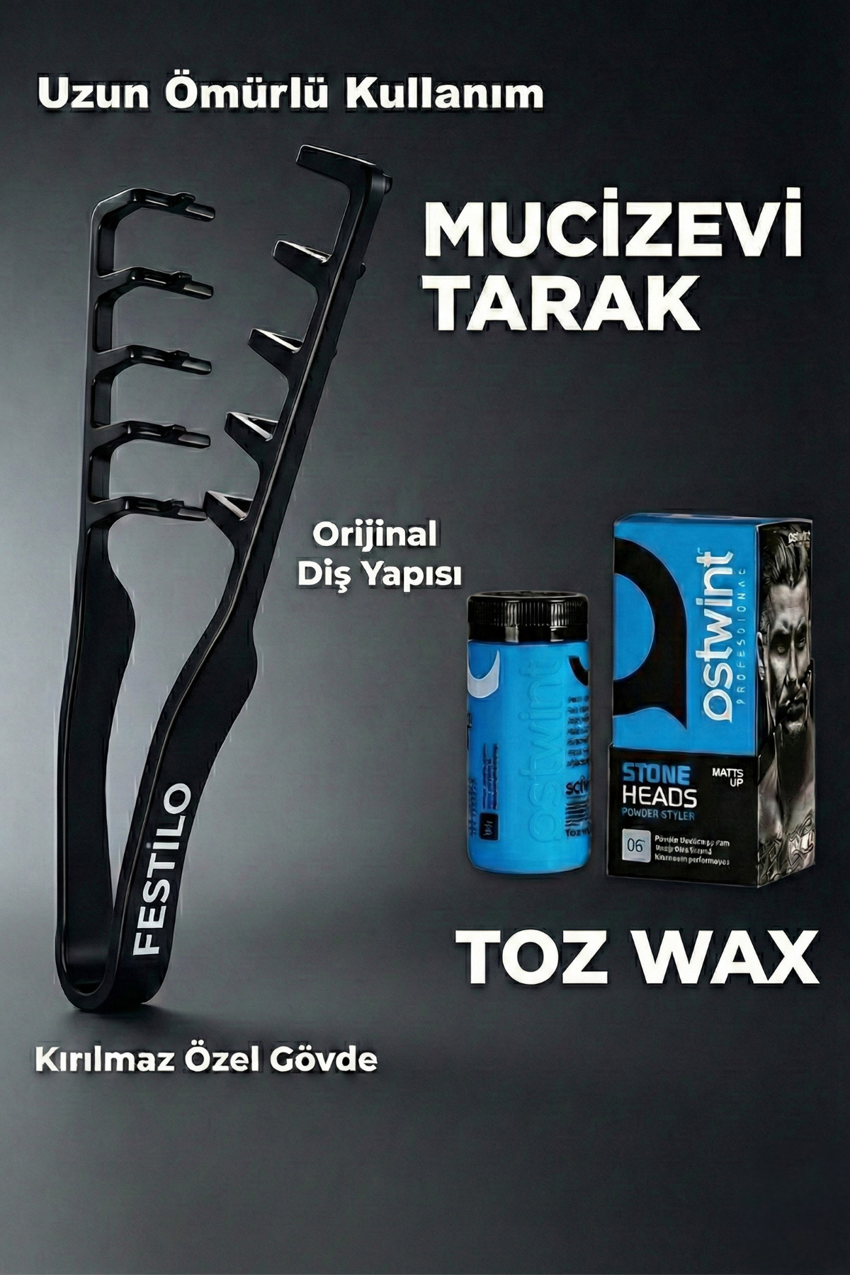 Mucizevi Tarak Toz Wax Seti 2 'li Hacim Veren Sabitleyen Set — مشکی Festw0012 — تصویر 5 از 9