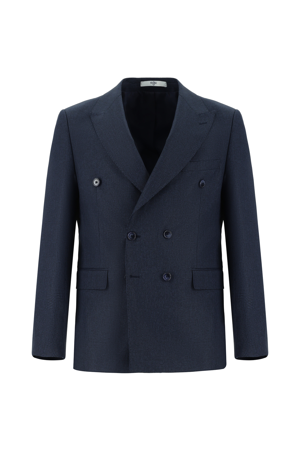 Kiğılı  7 Drop Super Slim Fit Eksra Dar Kesim Desenli Kruvaze Takım Elbise - Görsel 2