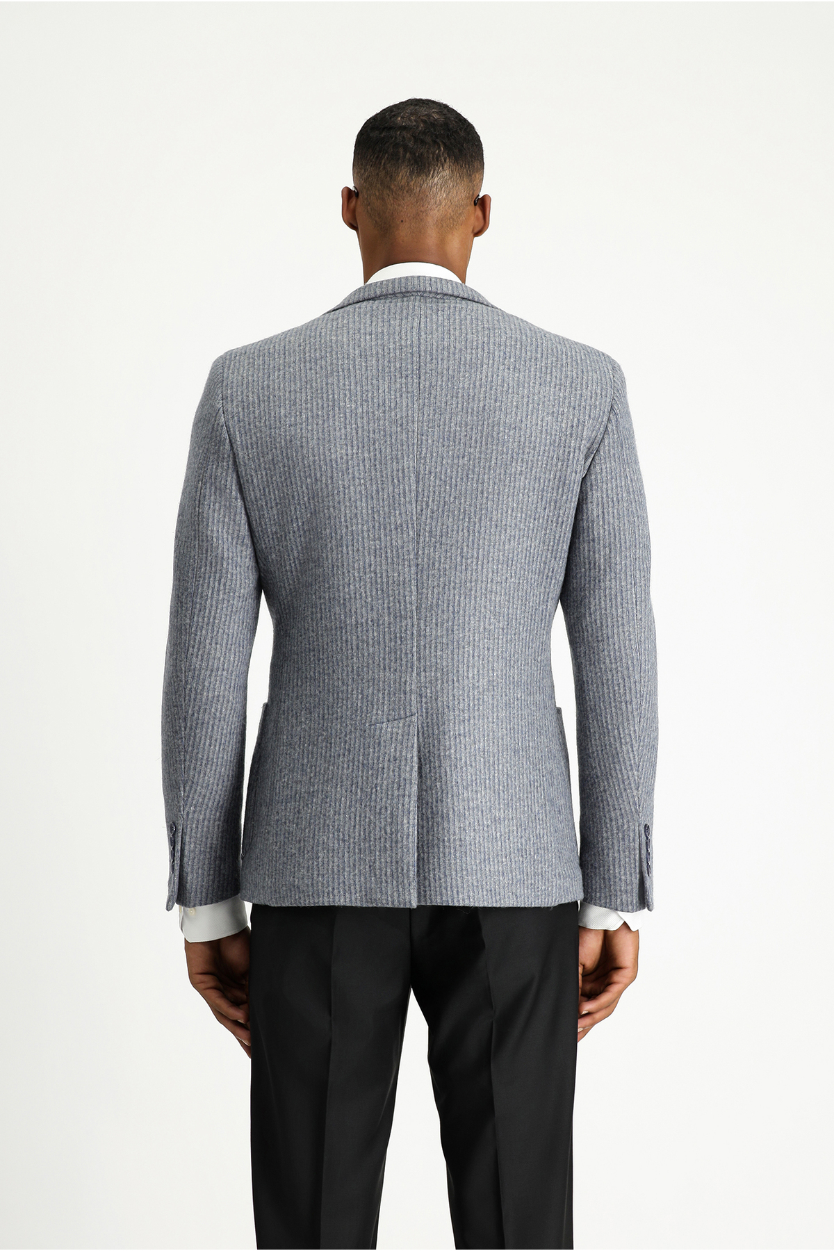 Kiğılı  7 Drop Super Slim Fit Eksra Dar Kesim Yünlü Çizgili Spor Örme Ceket - Görsel 4