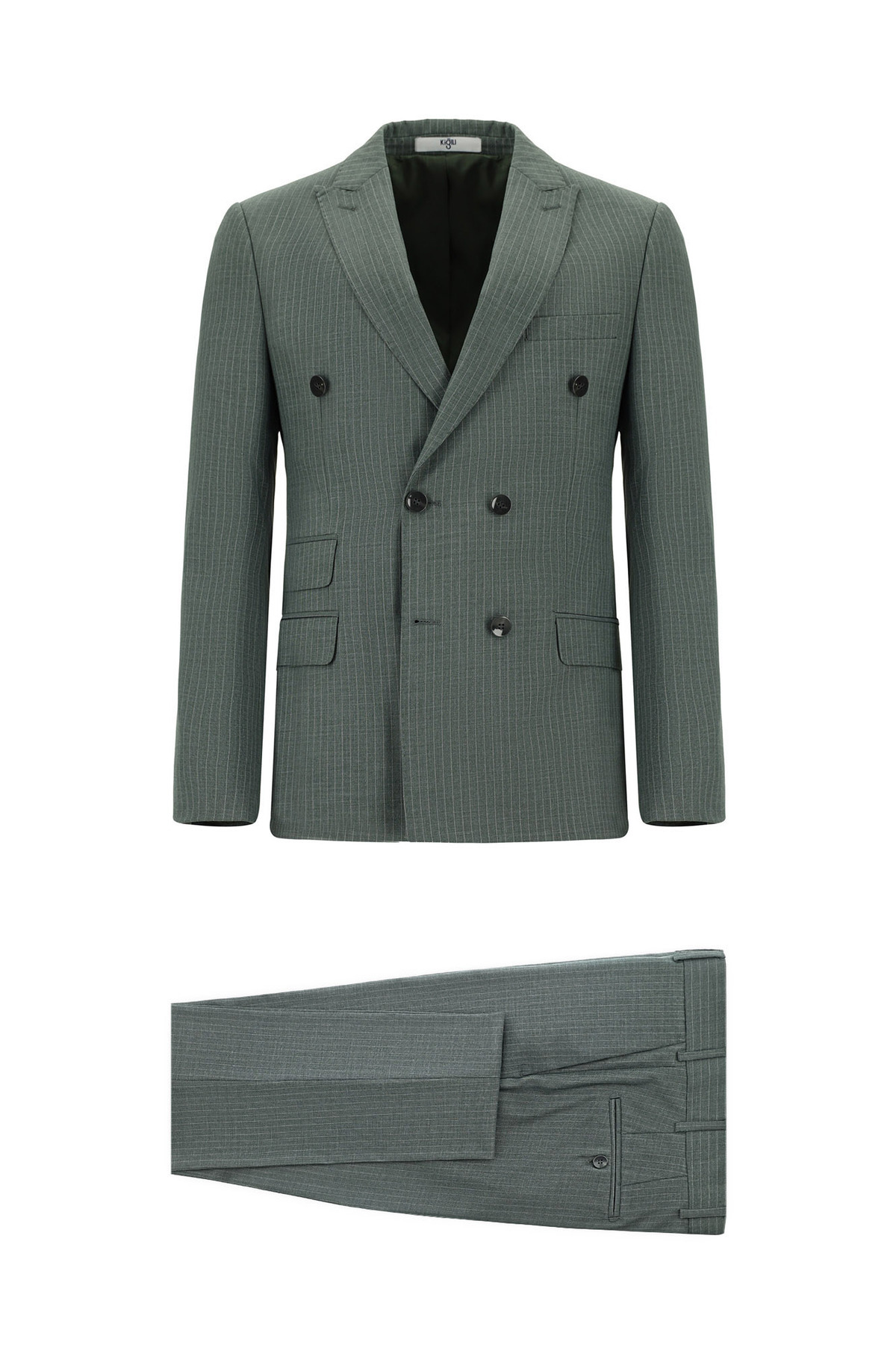 Kiğılı  6 Drop Regular Fit Standart Kesim Çizgili Kruvaze Takım Elbise