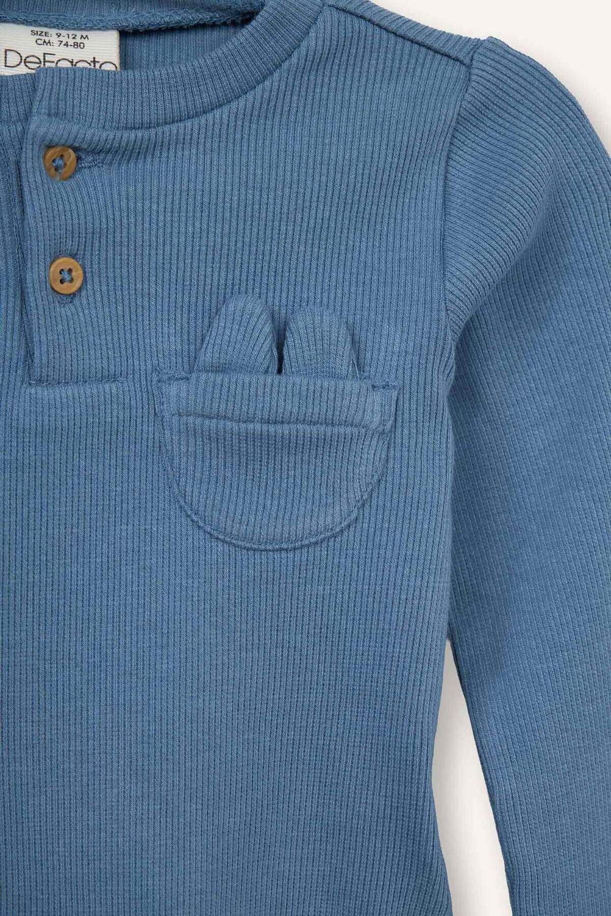 Defacto 2'li Takım Fitilli Kaşkorse Uzun Kollu Tişört Eşofman Altı Erkek Bebek F4660A525AU fotoğrafı 3 (önizleme)