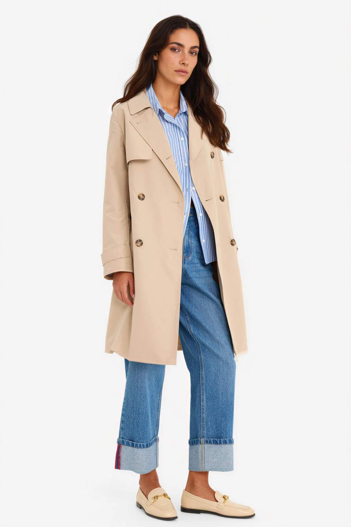 DeFacto Trenchcoat mit Gürtel und Taschen in normaler Passform E8578AX25AU