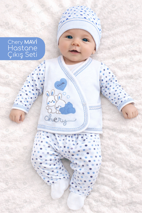 bebegen Chery Açık Mavi 7 li Erkek Bebek Hastane Çıkış Seti