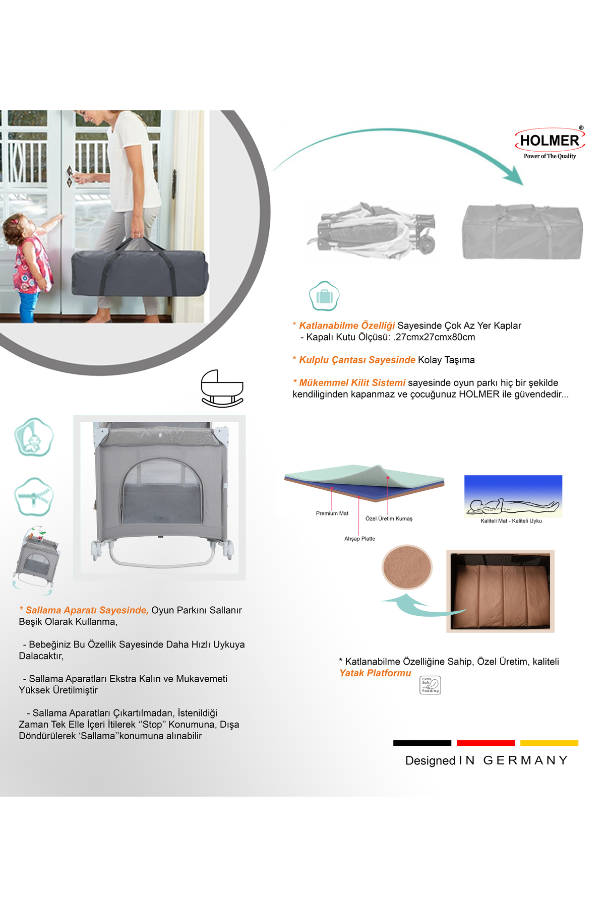 Holmer All in One ( Cibinlikli, Dönenceli, Alt Açma Ünüteli Oyun Parkı/Park Yatak ) fotoğrafı 7 (önizleme)