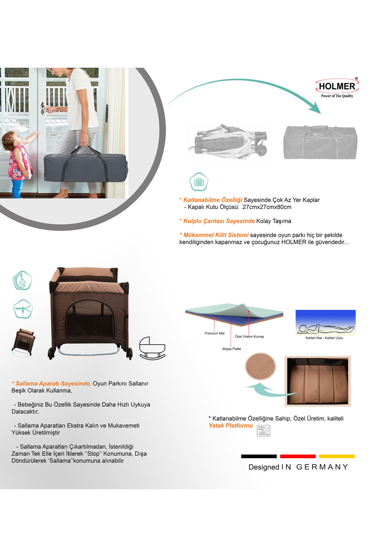 Holmer All in One ( Cibinlikli, Dönenceli, Alt Açma Ünüteli Oyun Parkı/Park Yatak ) fotoğrafı 7 (önizleme)