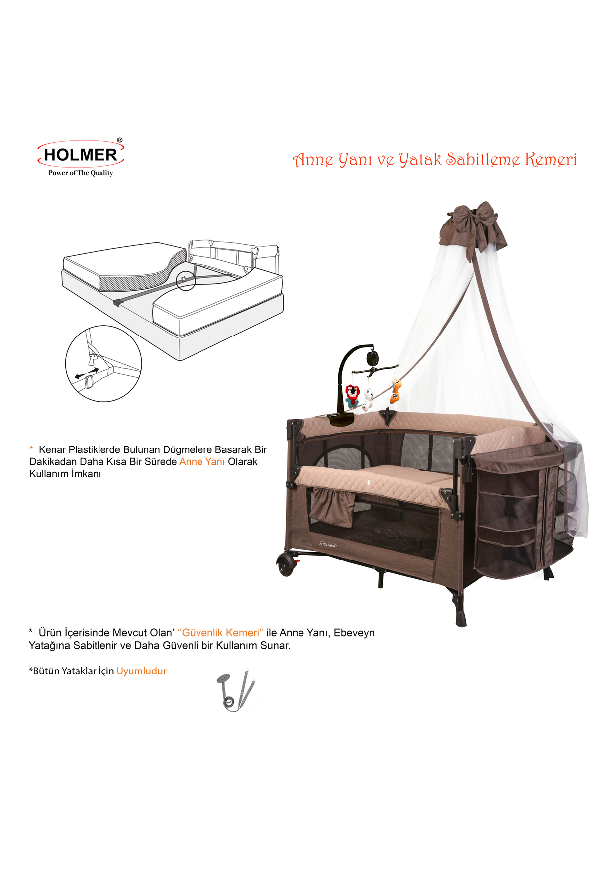 Holmer All in One ( Cibinlikli, Dönenceli, Alt Açma Ünüteli Oyun Parkı/Park Yatak ) fotoğrafı 3 (önizleme)