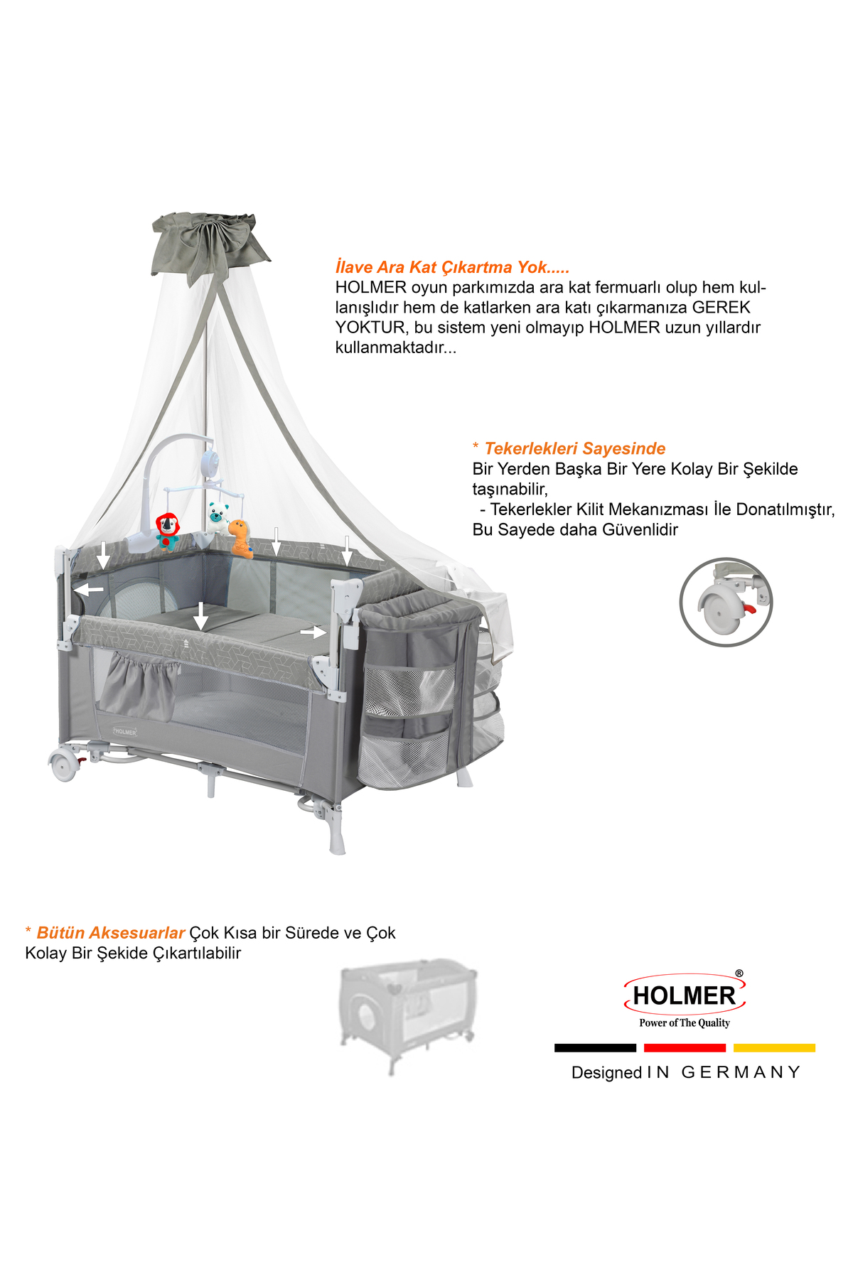 Holmer All in One ( Cibinlikli, Dönenceli, Alt Açma Ünüteli Oyun Parkı/Park Yatak ) fotoğrafı 6 (önizleme)