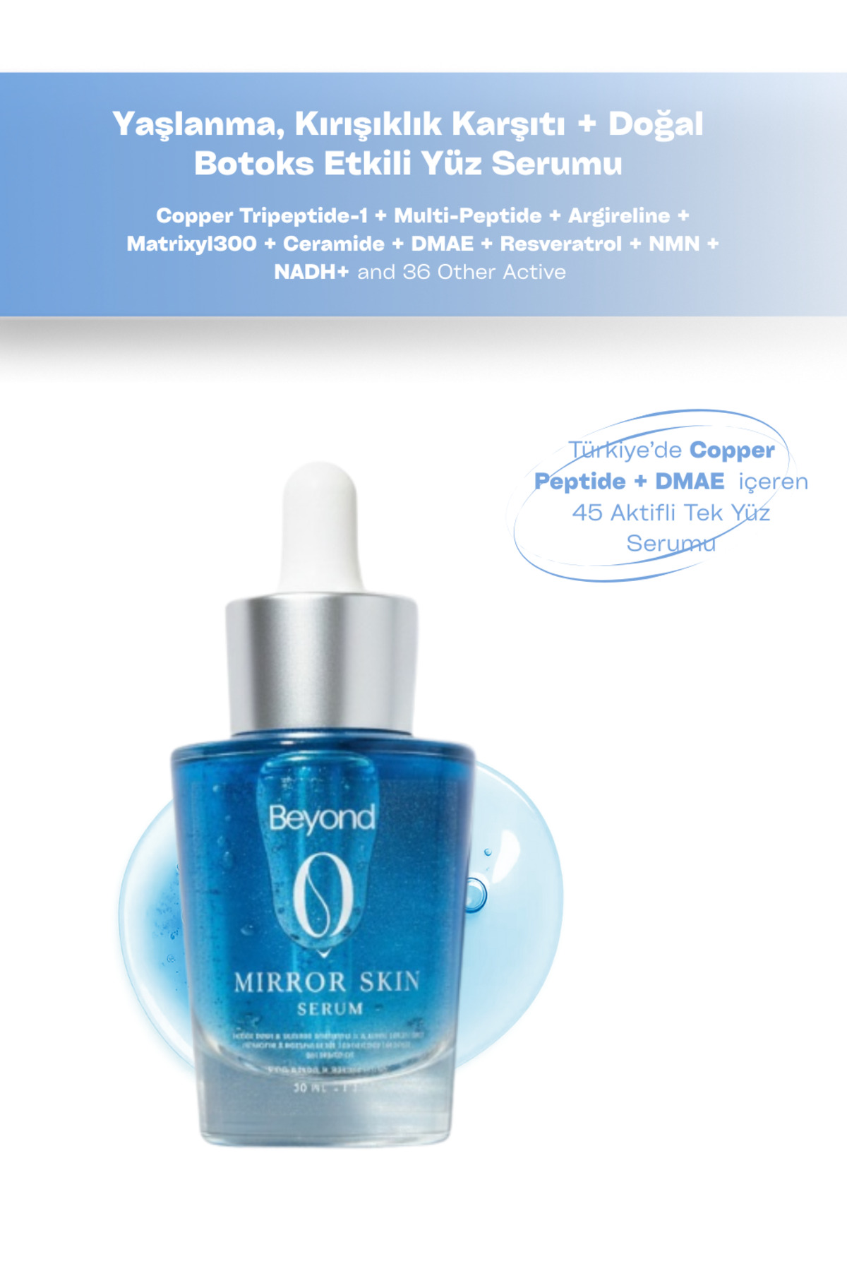 Beyond Handmade Yaşlanma Karşıtı & Doğal Botoks Etkili Serum - Copper Peptide & Dmae & Argireline & Matrixyl3000 — BEYOND-MIRROR
