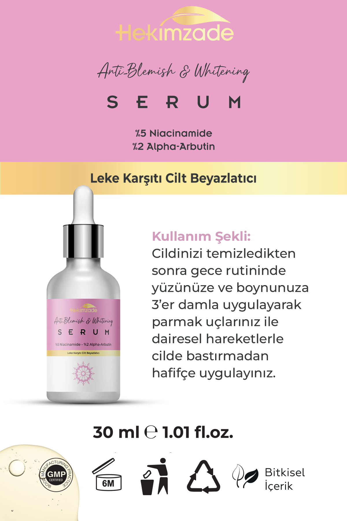 Leke Karşıtı & Cilt Beyazlatıcı Serum 30 ml (Anti Blemish & Whitening) — DVZ001314 — تصویر 2 از 4