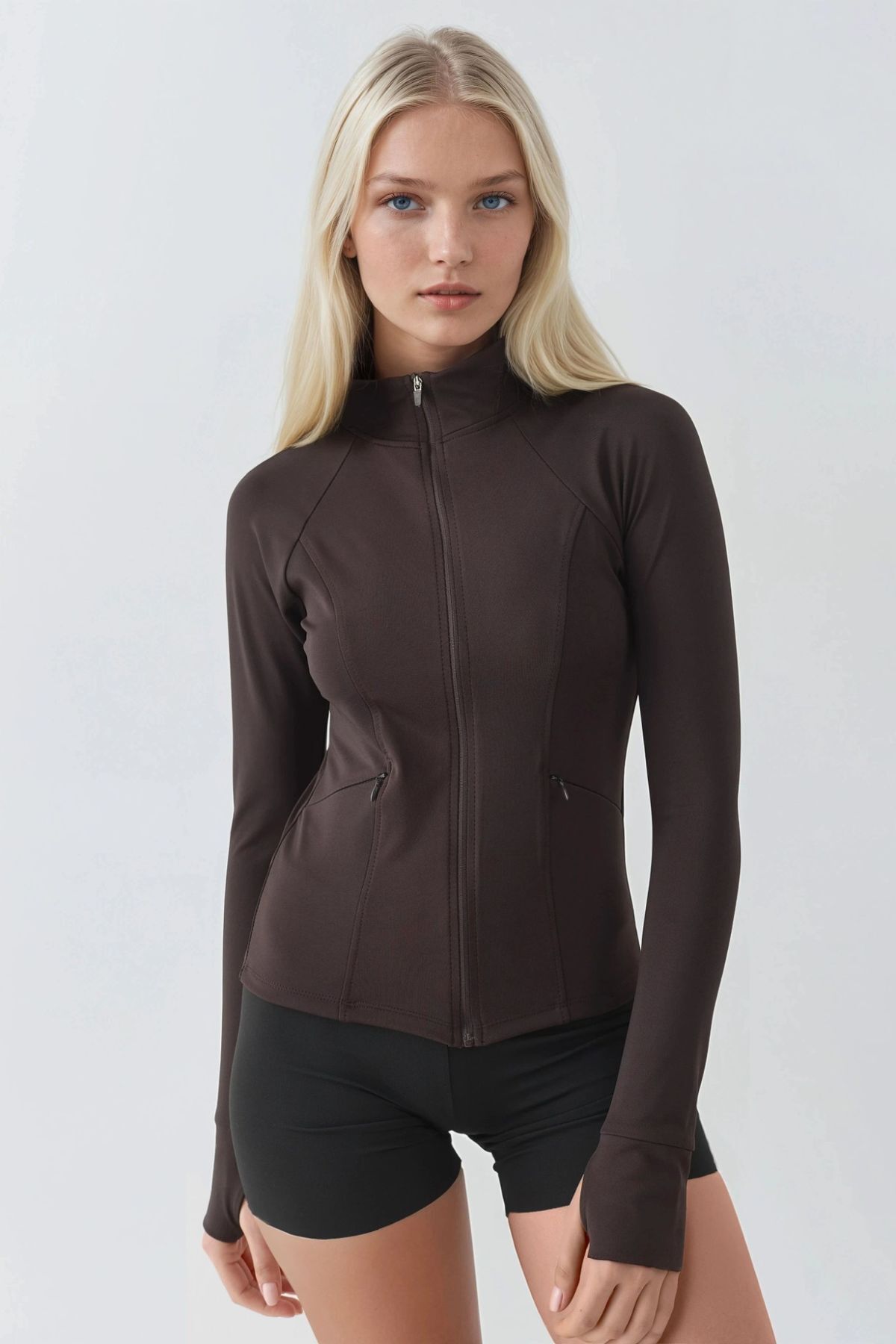 Hiccup  Dar Kesim Örme Dik Yaka Fermuarlı Aktif Üst - Görsel 6