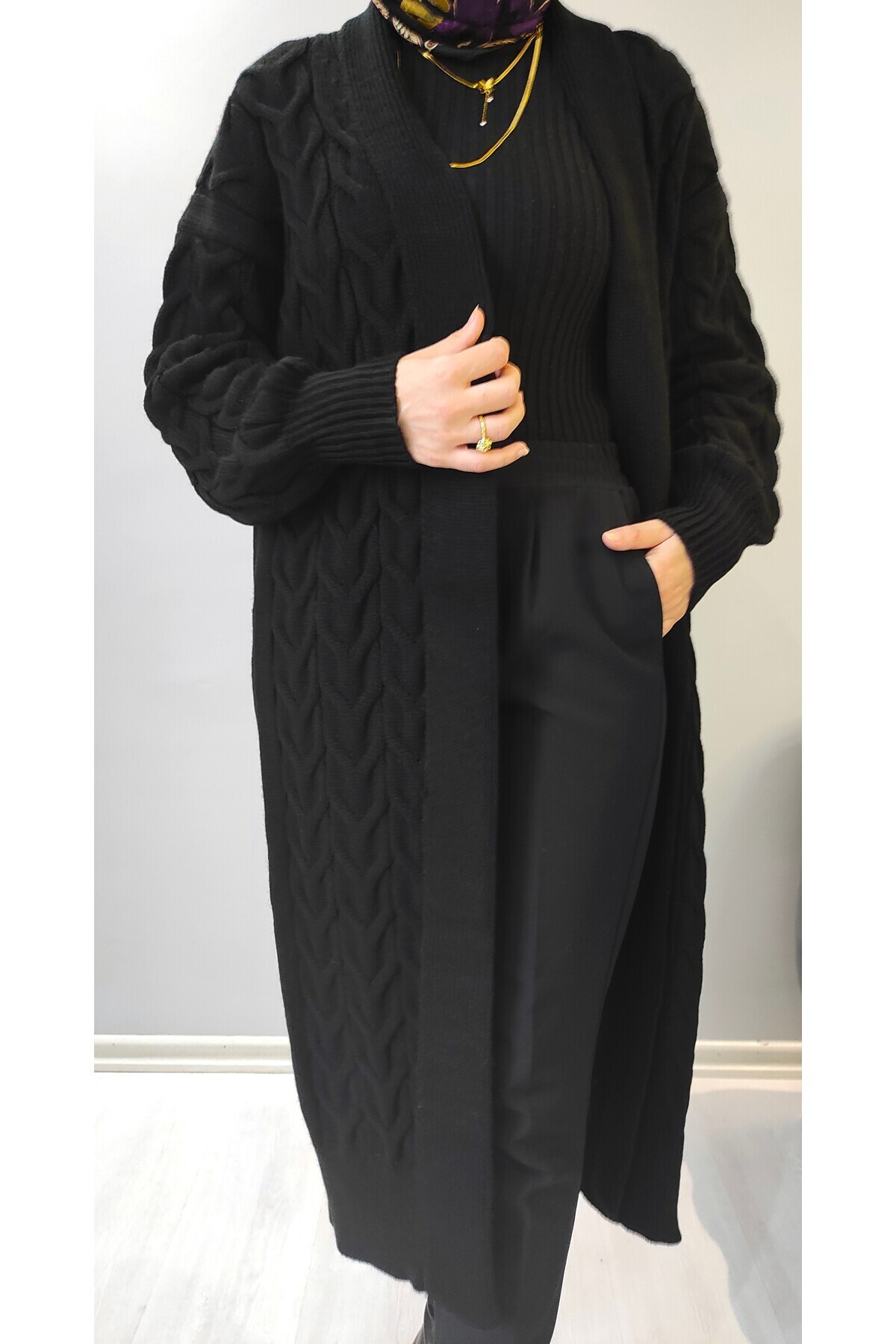 Lasirius  Kadın Uzun Triko Hırka , Oversize, Yünlü, Sıcak Ve Şık, Kışlık