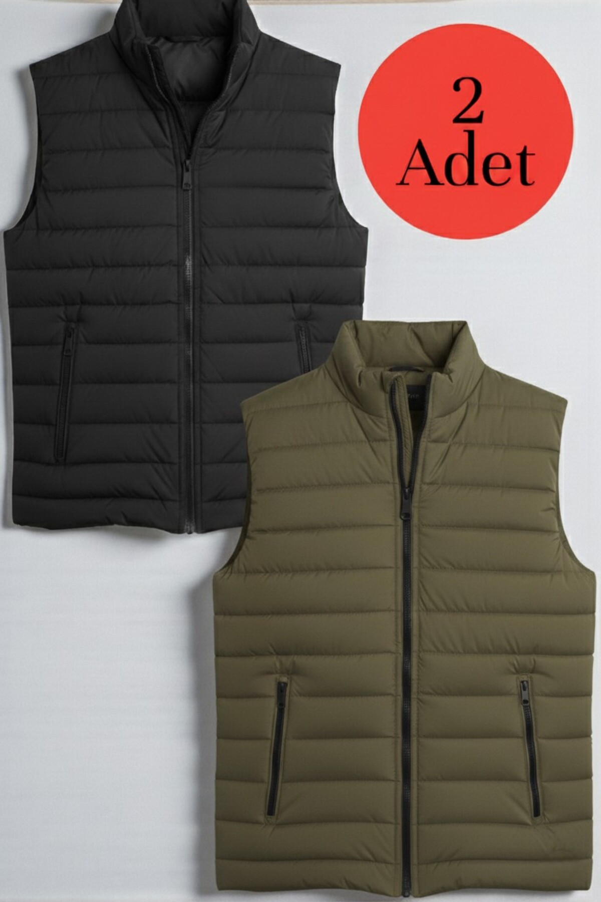 legends butik 2 Adet Erkek Kapitone Astarlı Çift Cepli Şişme Yelek