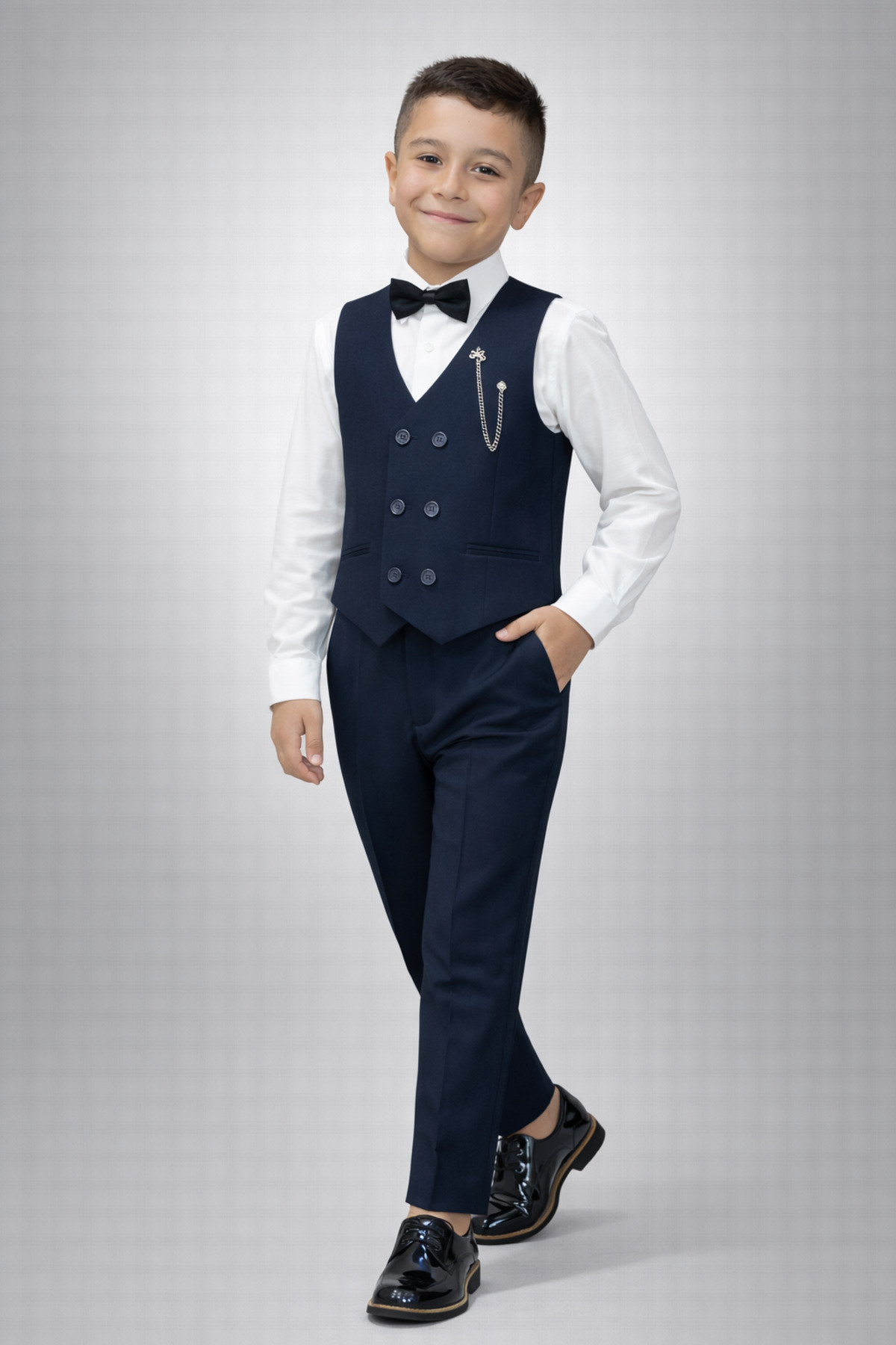 HAYTA Vest Suit Shirt Set 0-1years - 14years Navy Blue