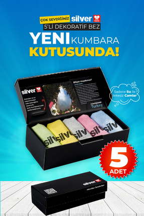 SİLVER HOME 5 Adet Mikrofiber Dekoratif Cam Bezi