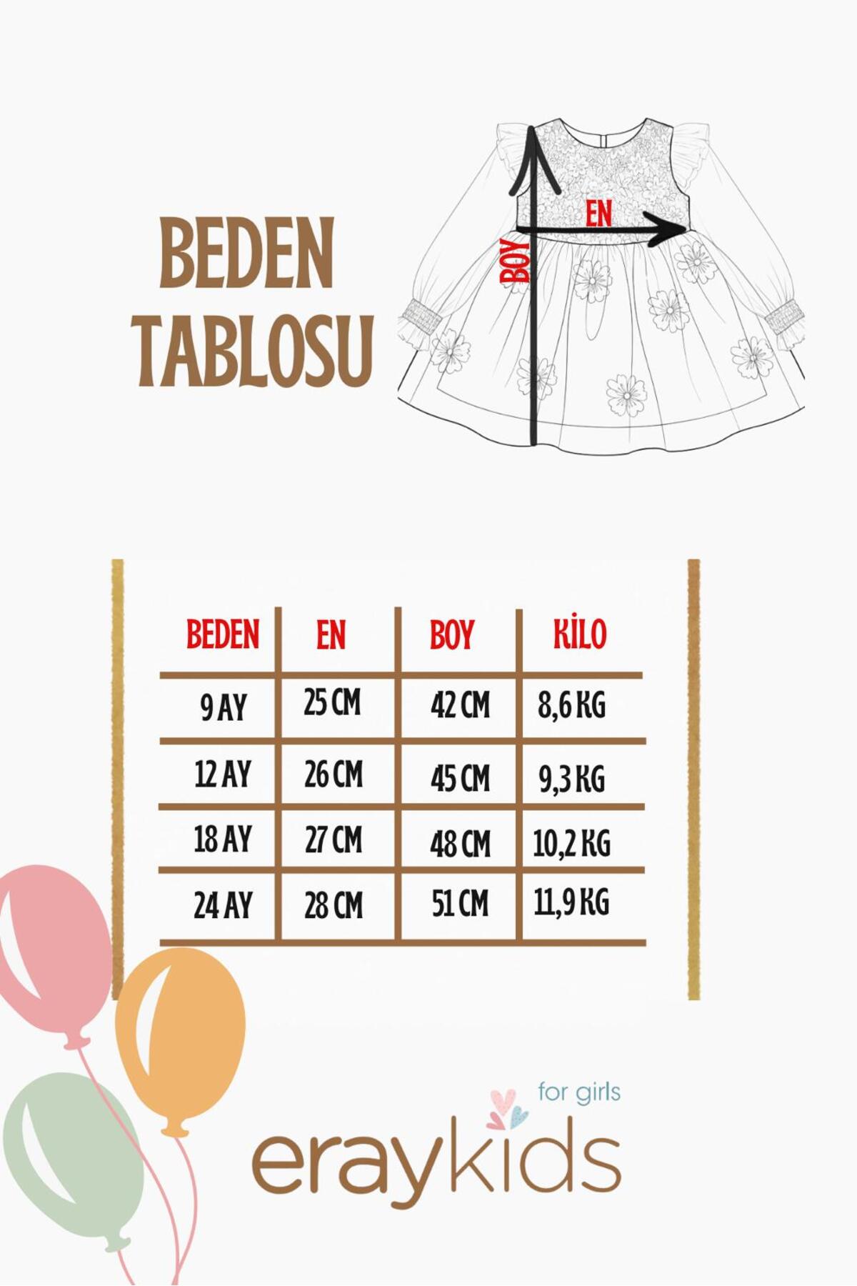 Eray Kids Kız Bebek Abiye Elbise Bandana Hediyeli Kolları Tül Dantelli Düğün Mevlit Doğum Günü 9-24 Aylık fotoğrafı 5 (önizleme)