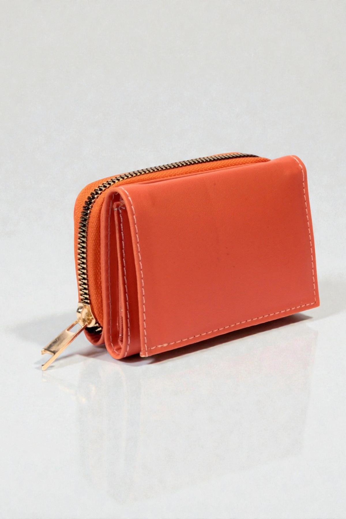 dericom  Kadın Fermuarlı Ve Çıtçıtlı Bozuk Para Bölmeli Şık Turuncu Cüzdan Kartlık Aksesuar