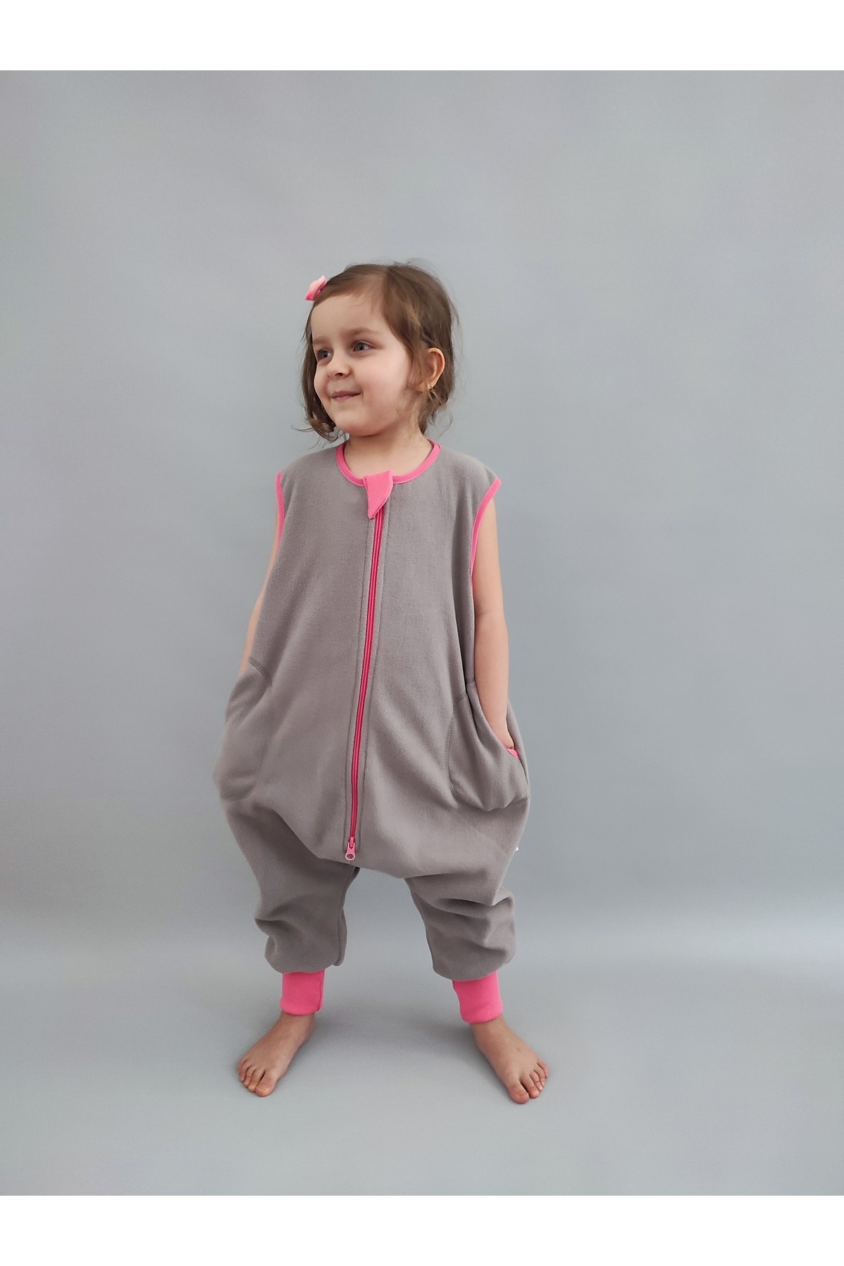 RUKİYE YAVUZ Pamuk Pazen Kolsuz Kışlık Mikro Polar Bebek Çocuk Uyku Tulumu 18-23 Derece fotoğrafı 3 (önizleme)