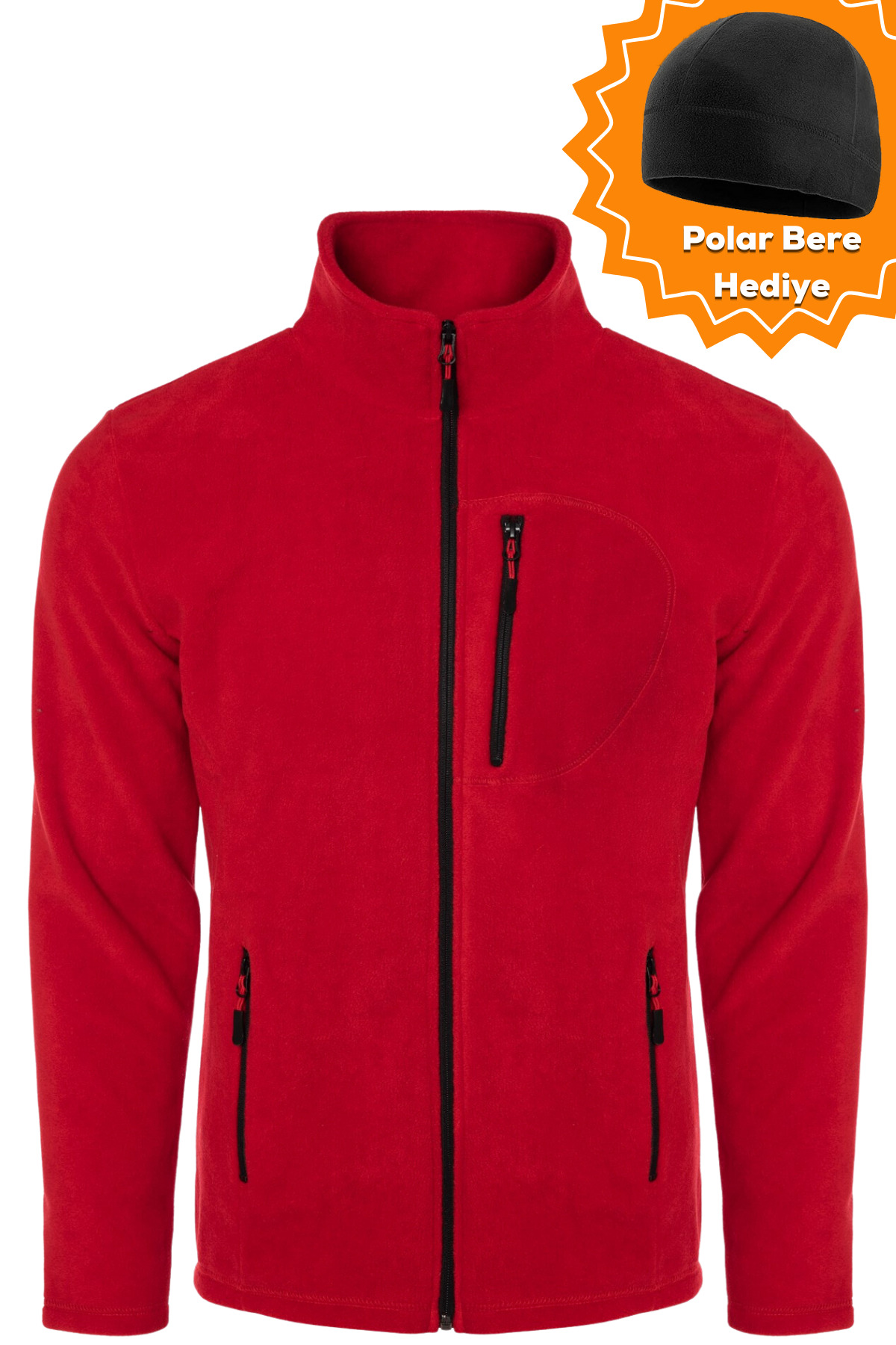 GHASSY CO Erkek Pro Rüzgar Geçirmez 5 Cepli Outdoor Tam Fermuarlı Polar Ceket